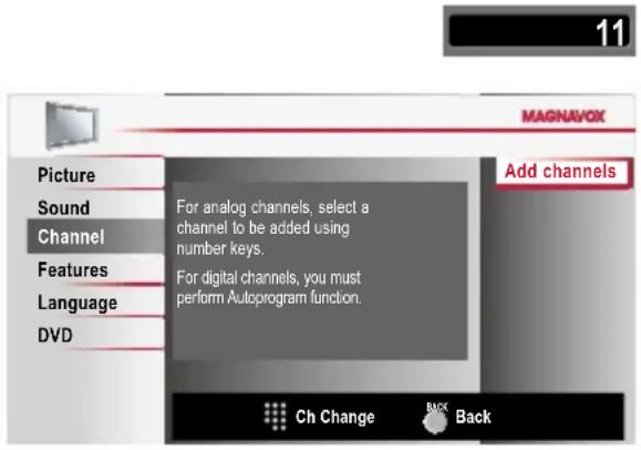 MAGNAVOX 32MD311B - Add Channels - 1