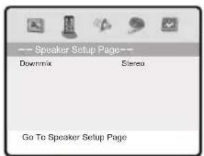 Speaker Setup Page Downmix Stereo Go To Speaker Setup Page