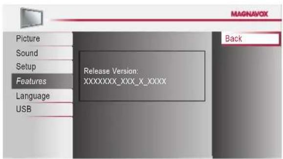 MAGNAVOX Picture Sound Setup Features Language USB Back Release Version: XXXXXXXX_XXX_X_XXXX