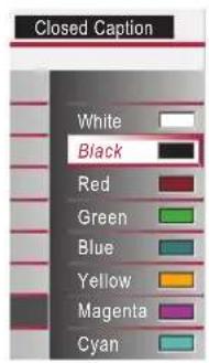 Closed Caption White Black Red Green Blue Yellow Magenta Cyan