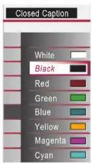 Closed Caption White Black Red Green Blue Yellow Magenta Cyan