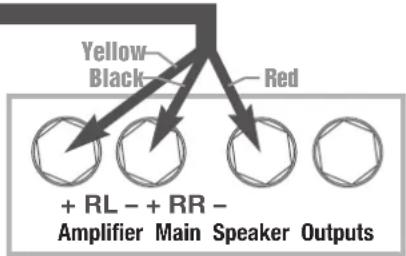 Yellow Black Red + RL - + RR - Amplifier Main Speaker Outputs