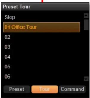 Preset Tour Stop 01 Office Tour 02 03 04 05 06 Preset Tour Command