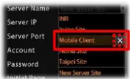 Server Name Server IP Server Port Account Password Initial Page New Server Site INR Online Site Mobile Client New Site Taipei Site New Server Site