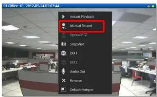 01 Office 1F: 2012.05.24 03:07:44 Instant Playback Manual Record Optical PT2 Snapshot DO 1 DO 2 Audio Out Remove Default Hotspot