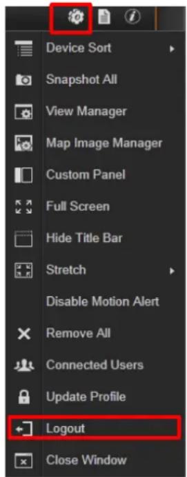 Device Sort Snapshot All View Manager Map Image Manager Custom Panel Full Screen Hide Title Bar Stretch Disable Motion Alert Remove All Connected Users Update Profile Logout Close Window