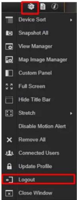 Device Sort Snapshot All View Manager Map Image Manager Custom Panel Full Screen Hide Title Bar Stretch Disable Motion Alert Remove All Connected Users Update Profile Logout Close Window