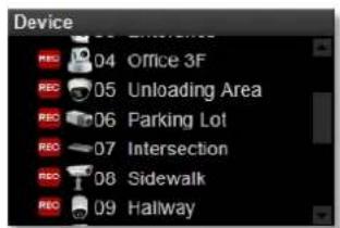 Device REC 04 Office 3F REC 05 Unloading Area REC 06 Parking Lot REC 07 Intersection REC 08 Sidewalk REC 09 Hallway