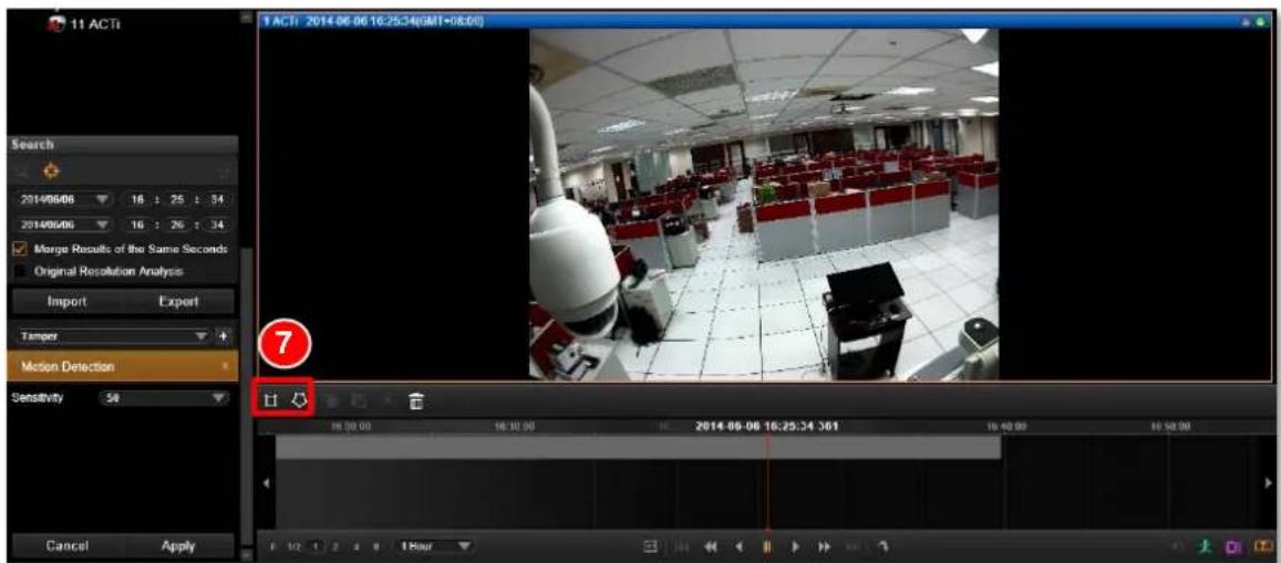 11 ACTi Search 2014/06/06 16:25:34(GMT+08.00) Merge Results of the Same Seconds Original Resolution Analysis Import Export Tamper Motion Detection Sensitivity 50 ACTi: 2014-06-06 16:25:34(GMT+08.00) 7 Cancel Apply 18:30:00 16:10:00 16:25:34 361 16:40:00 15:50:00 1 Hour