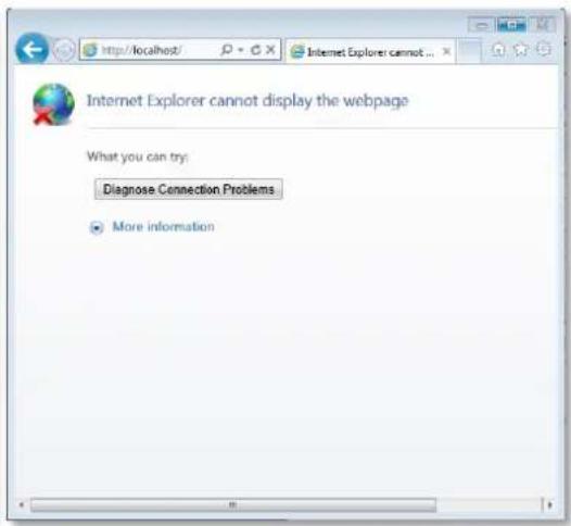 Internet Explorer cannot display the webpage What you can try: Diagnose Connection Problems More information