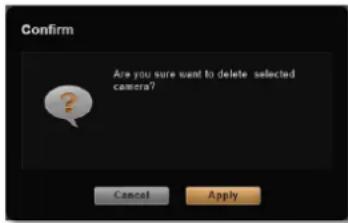 Confirm Are you sure want to delete selected camera? Cancel Apply