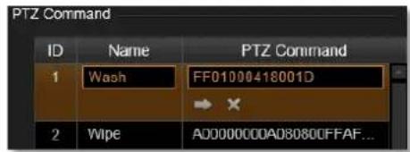 PTZ Command ID Name PTZ Command 1 Wash FF01000418001D 2 Wipe A0000000A08080FFAF...