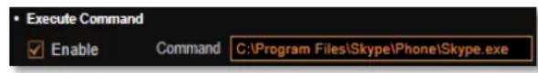 Execute Command Enable Command C:\Program Files\Skype\Phone\Skype.exe