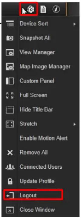 Device Sort Snapshot All View Manager Map Image Manager Custom Panel Full Screen Hide Title Bar Stretch Enable Motion Alert Remove All Connected Users Update Profile Logout Close Window