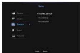 Setup System Display Report Event Returns Recurring Software Record Status Record Action Cancel Cancel