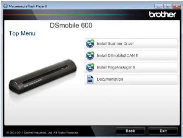 Macromedia Flash Player 8 brother DSmobile 600 Top Menu Install Scanner Driver Install DSmobileSCAN II Install PageManager 9 Documentation © 2001-2011 Fisher Industries, Ltd. All Rights Reserved Back Exit