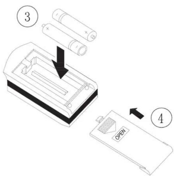 Diagram showing battery assembly steps with numbered instructions and labeled components