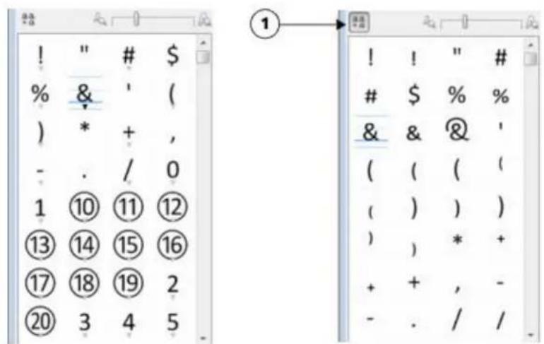 COREL Designer X7 - To view glyphs of OpenType features - 1