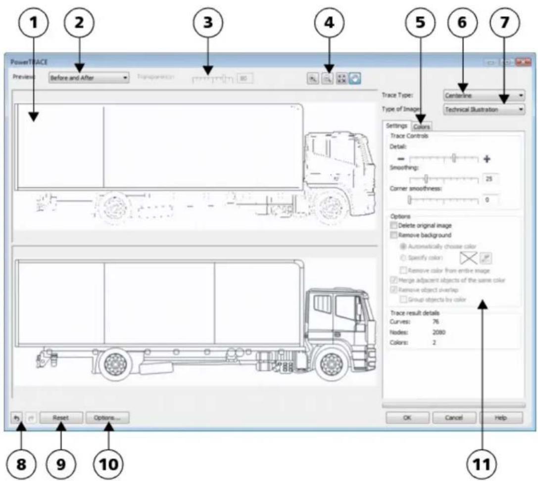 COREL Designer X7 - PowerTRACE controls - 1