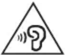 Warning symbol with a question mark inside a triangle, indicating sound or noise hazard