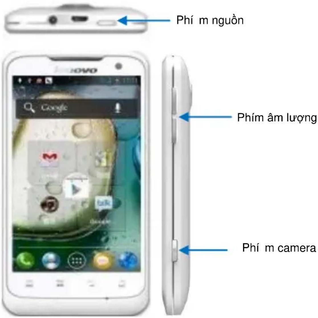 Phí m nguồn Phím âm lượng Phí m camera