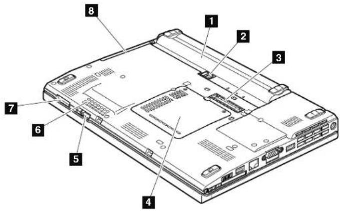 Labeled diagram of a laptop chassis showing numbered components for identification
