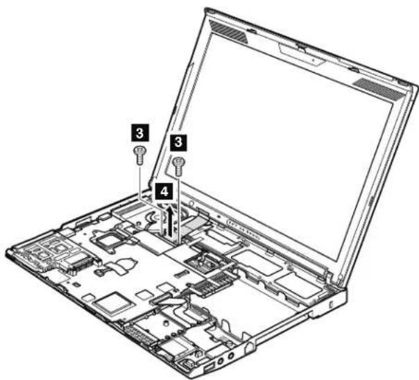 Laptop interior diagram with numbered components for identification