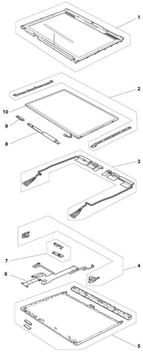 Exploded view diagram of a device showing 10 labeled components for assembly or maintenance.