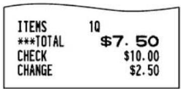 ITEMS 1Q ***TOTAL $7.50 CHECK $10.00 CHANGE $2.50