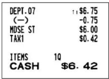DEPT.07 (一) MDSE ST TAX1 ITEMS 1Q CASH $6.42