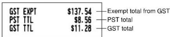 GST EXPT $137.54 — Exempt total from GST PST TTL $8.56 — PST total GST TTL $11.28 — GST total