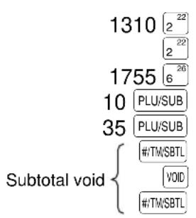 1310 2 22 2 22 1755 6 26 10 PLU/SUB 35 PLU/SUB Subtotal void {#/TM/SBTL VOID #/TM/SBTL
