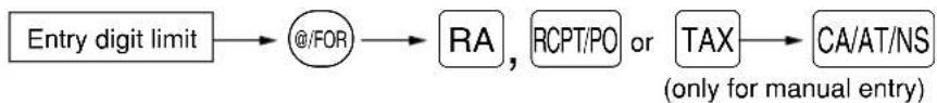 SHARP XE-A40S - ■ Entry digit limit for RA, RCPT/PO and TAX - 2