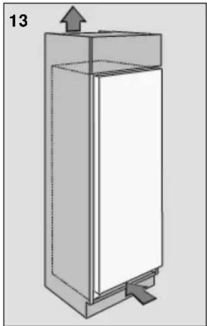 3D diagram of a rectangular container with an upward arrow and label '13' (no text or symbols on the diagram itself)