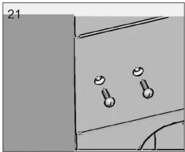 Diagram showing two circular objects on a wall, labeled '21' in the top-left corner.