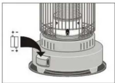 Diagram of a cylindrical device with internal structure and a small component, no visible text or symbols