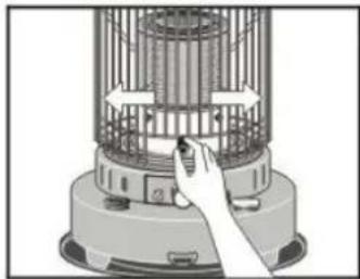 Illustration of a hand pressing down on a mounted air conditioner unit (no text or symbols visible)