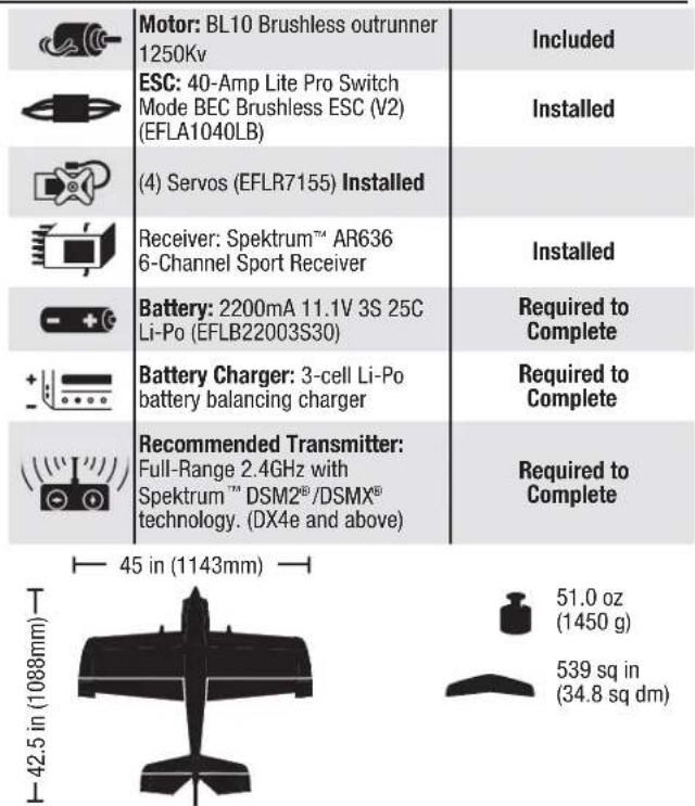 E-flite EFL7150 - Specifications - 1