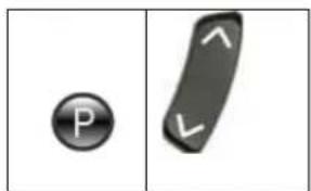 Image showing a P button and a directional arrow with checkmark symbols