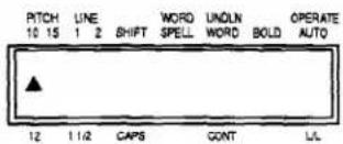 PITCH LINE WORD UNOLN OPERATE 10 15 1 2 SHIFT SPELL WORD BOLD AUTO ▲ 12 1 1/2 CAPS CONT L/L