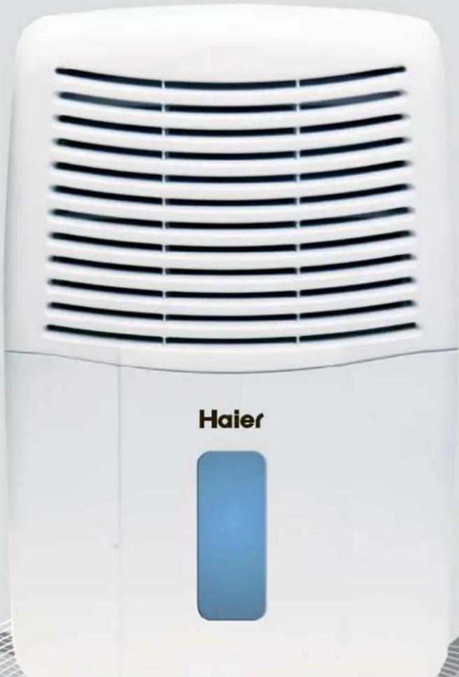White Haier air purifier with black ventilation grille and blue control panel (no text or symbols on device body)