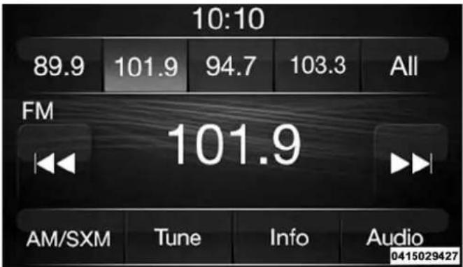 10:10 89.9 101.9 94.7 103.3 All FM 101.9 AM/SXM Tune Info Audio 0415029427