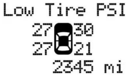 Low Tire PSI 27 30 27 21 2345 mi