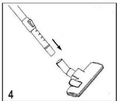 Diagram showing a mechanical device being inserted into a housing, with an arrow indicating the insertion direction (no text or symbols present)