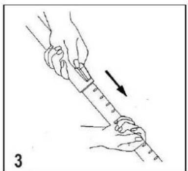Illustration of a hand holding a syringe with an arrow indicating force direction (no text or symbols)