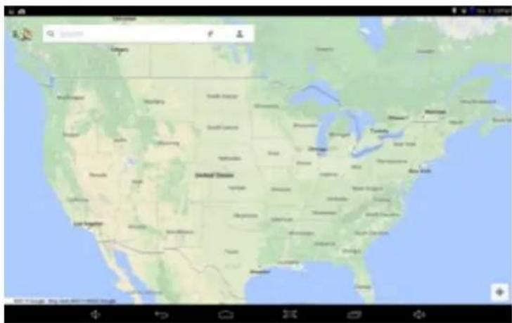 Screenshot of a mobile app interface displaying U.S. state-level map with labeled regions and UI elements