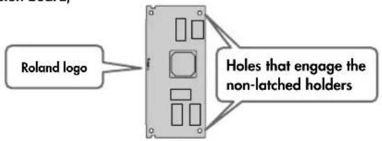 Roland logo Holes that engage the non-latched holders