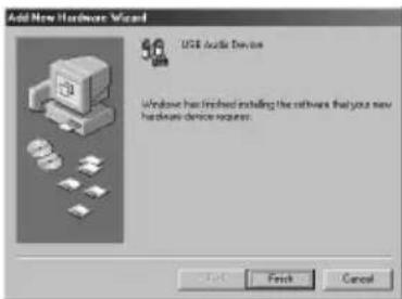 Add New Hardware Wizard USB Audio Device Windows has installed installing the software that your new hardware device requires: Next Next Cancel