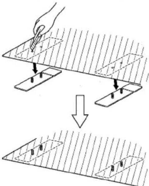 Diagram illustrating a mechanical process with labeled components and directional arrows, showing step-by-step assembly of parts.