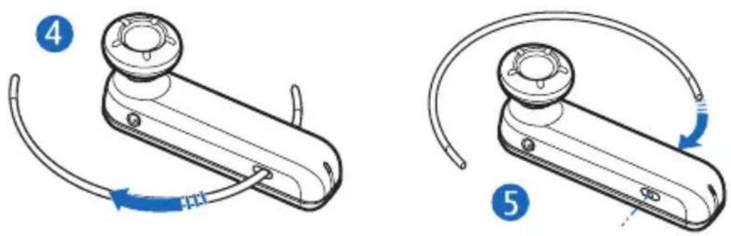 Technical diagram showing two mechanical device configurations with labeled parts and blue arrows indicating motion or rotation.